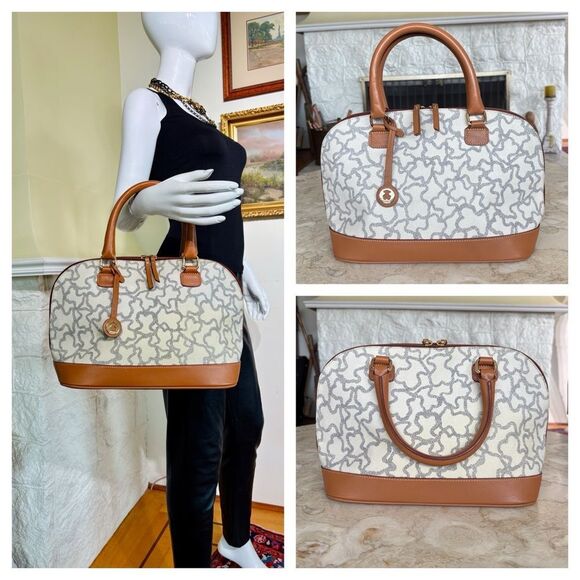 TOUS Kaos Waterproof Monogram Canvas & Leather Alma Style Dual Handle Bag - Picture 1 of 14